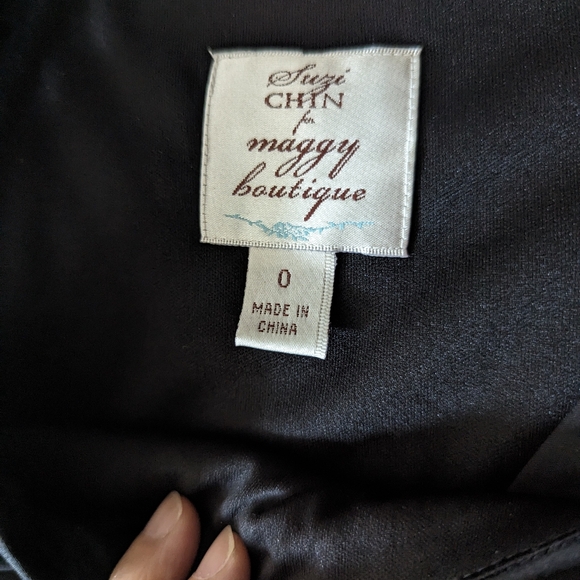 Suzi Chin for Maggy Asymmetrical Black Dress Size 0 - Picture 6 of 6